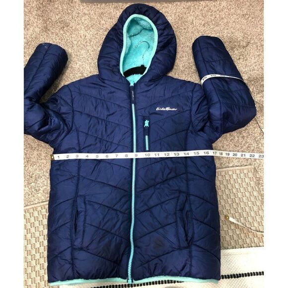 EDDIE BAUER Jacket Kids Size Medium (10/12) Blue Youth Deer Harbor Reversible - Picture 4 of 14